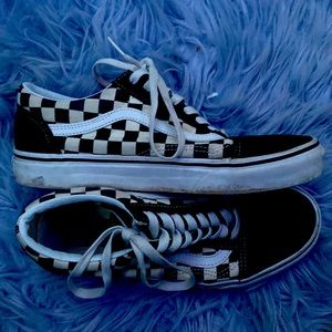 Checked black and white vans